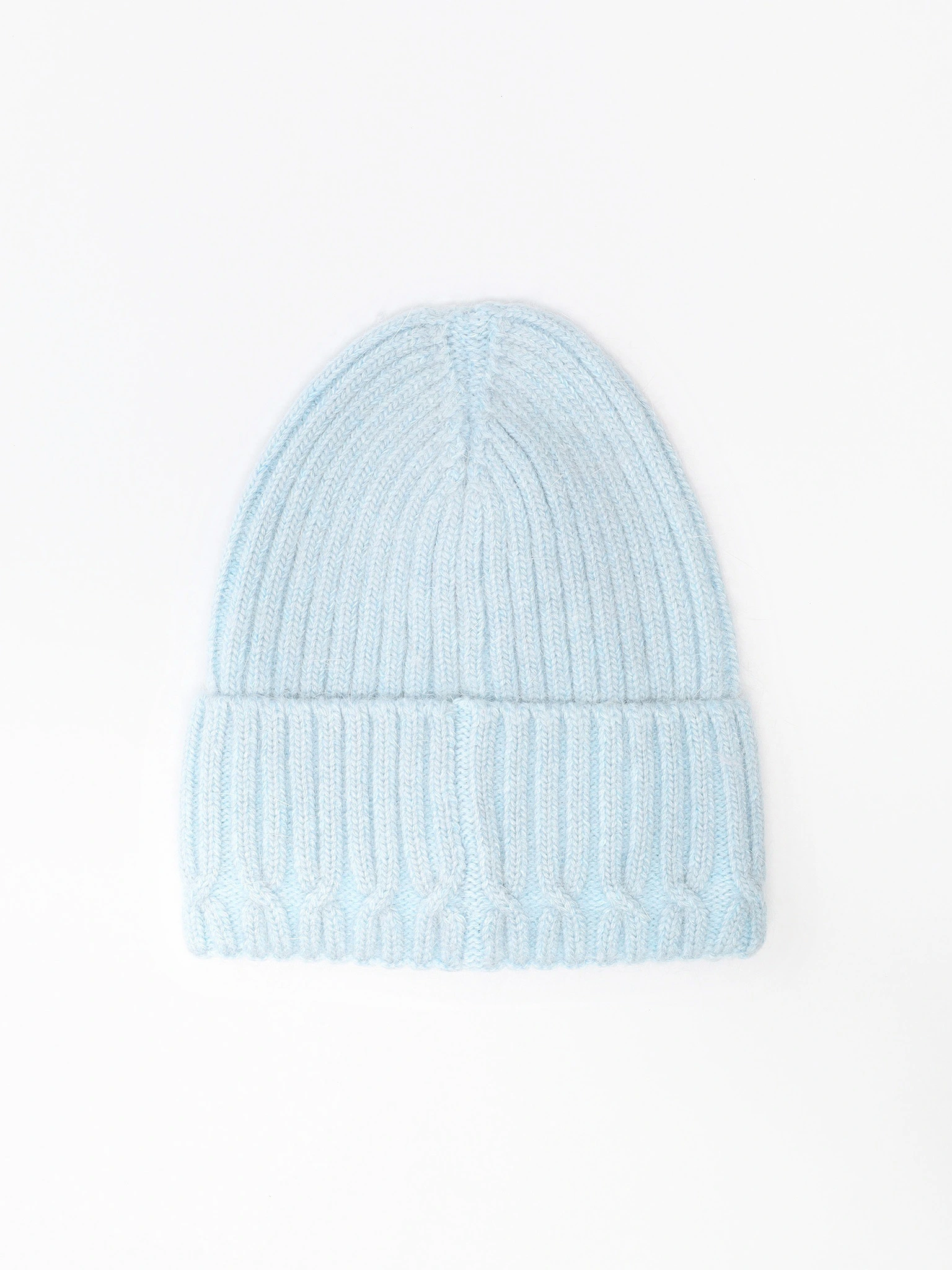 Шапка-бини из ангоры и нейлона с отворотом в ассортименте